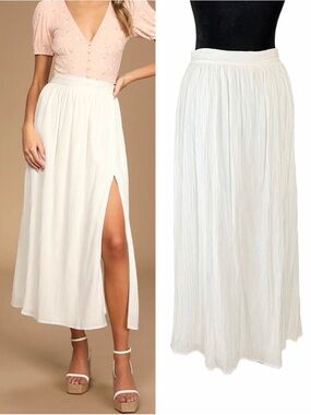 Lulu’s Midsummer Memories White Maxi Skirt Bridal Wedding Summer Vacation Small